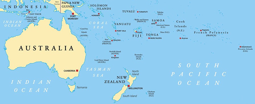 Map of the South Pacific Islands